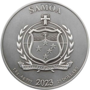 2023 1 Kilo Antique Samoa Silver Vikings Coin (Box + CoA)