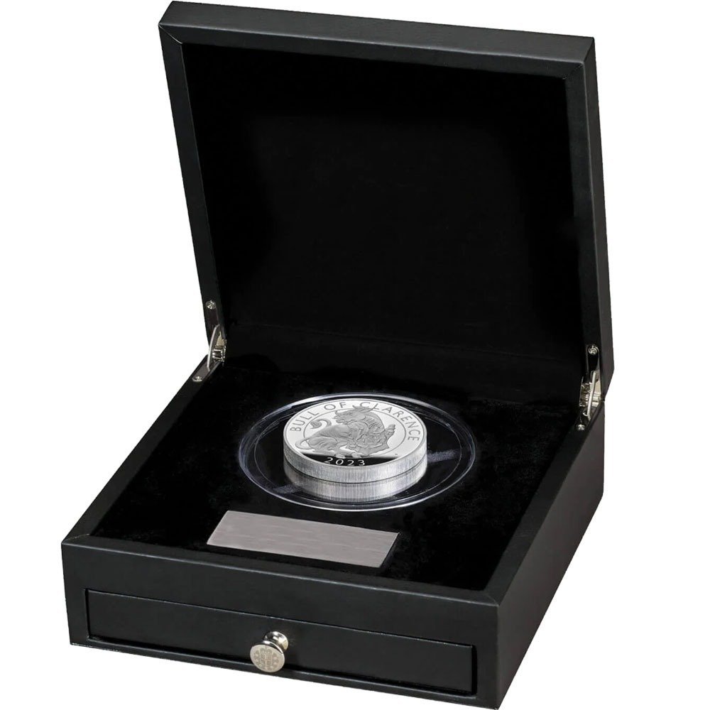 2023 10 oz Proof British Silver Tudor Beasts Bull of Clarence Coin (Box + CoA) - Image 3