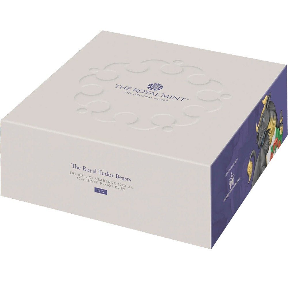 2023 10 oz Proof British Silver Tudor Beasts Bull of Clarence Coin (Box + CoA) - Image 5