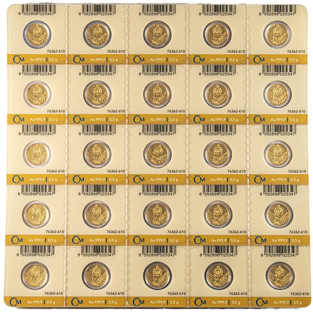 2023 25 12.5 Gram Niue Czech Lion Gold Multigram Coin (25 x 1/2 Gram New, w/ Assay) - Image 2