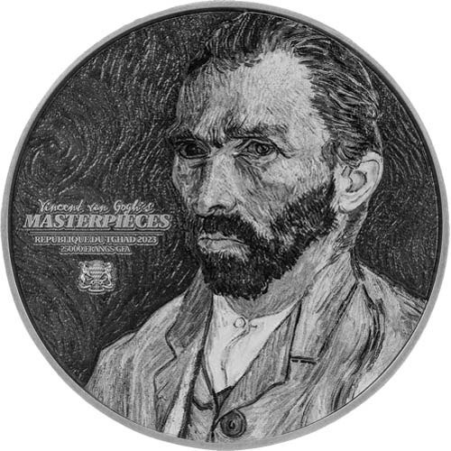 2023 43 oz Republic of Chad Vincent Van Gogh's Masterpiece Bi-Metal Coin (High Relief) - Image 2