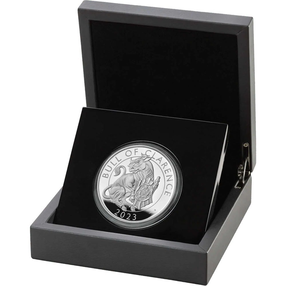 2023 5 oz Proof British Silver Tudor Beasts Bull of Clarence Coin (Box + CoA) - Image 2