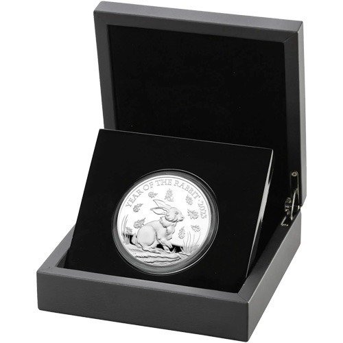2023 5 oz Proof British Silver Year of the Rabbit Coin (Box + CoA) - Image 2