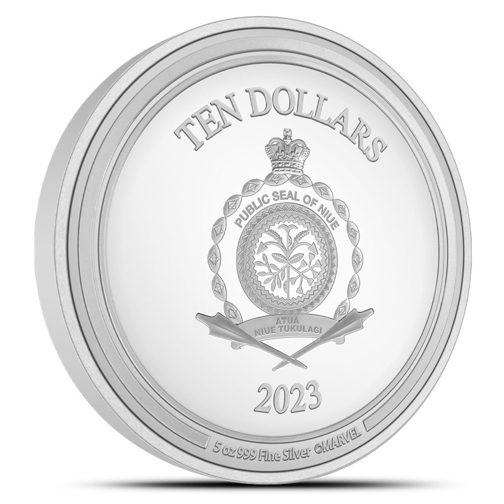 2023 5 oz Proof Colorized Niue Silver Iron Mans Arc Reactor Coin (Box + CoA) - Image 2