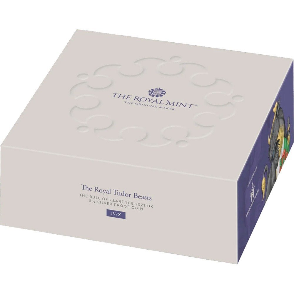 2023 5 oz Proof British Silver Tudor Beasts Bull of Clarence Coin (Box + CoA) - Image 5