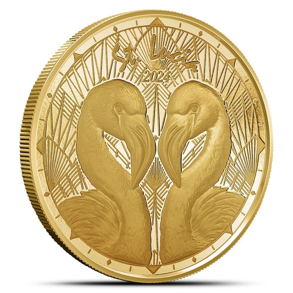 2024 1 oz EC8 Gold St. Lucia Flamingo Coin (BU) - Image 2