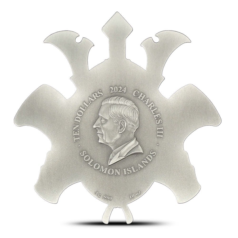 2024 10 oz Solomon Islands Antique Samurai Helmet Silver Coin (Box + CoA) - Image 2