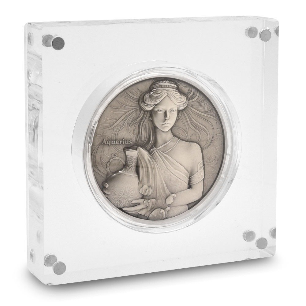 2024 5 oz Antique Niue Silver Aquarius Coin (Box + CoA) - Image 2
