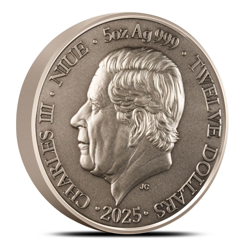 2024 5 oz Antique Niue Silver Aquarius Coin (Box + CoA) - Image 4