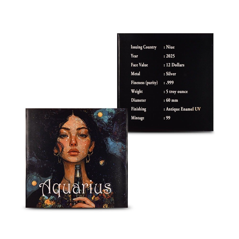 2024 5 oz Antique Niue Silver Aquarius Coin (Box + CoA) - Image 3