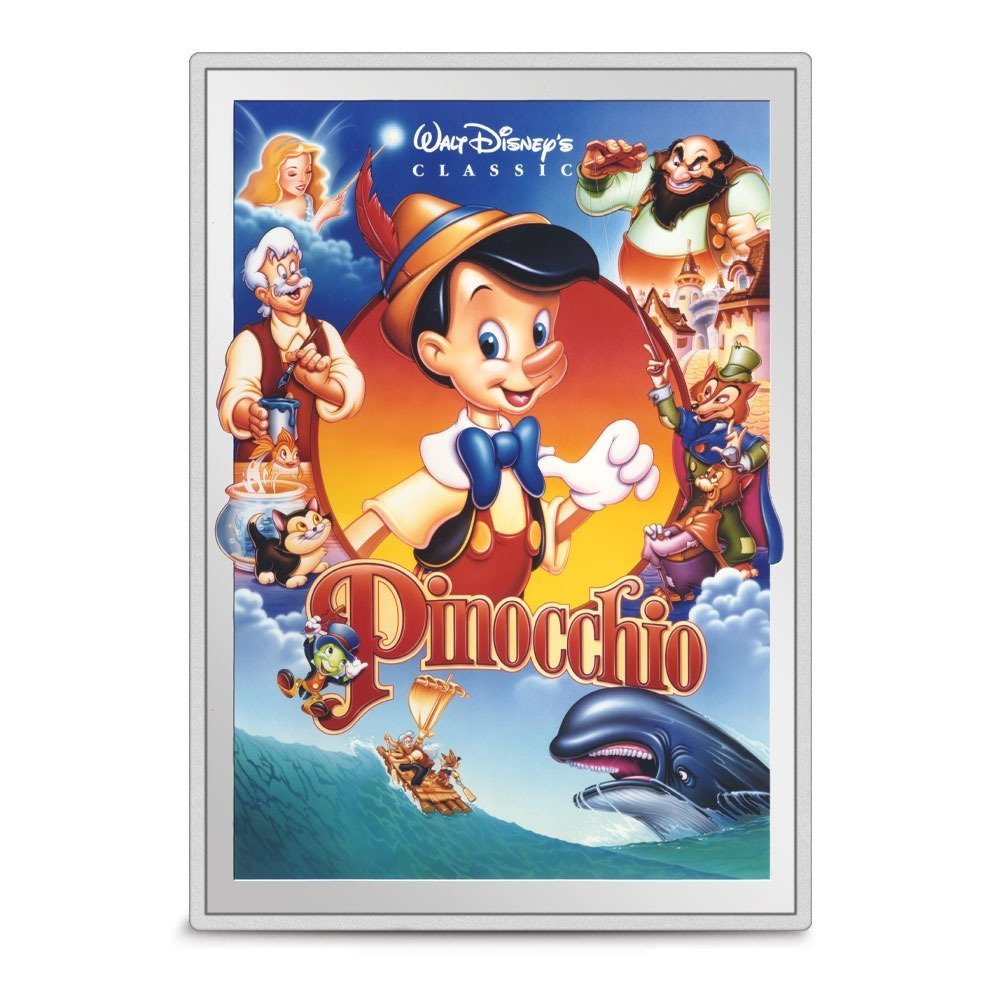 2024 5 oz Proof Colorized Niue Silver Disney Movie Poster Pinocchio Coin (Box + CoA) - Image 2