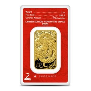2025 1 oz Argor Heraeus Lunar Snake Gold Bar (New w/ Assay)