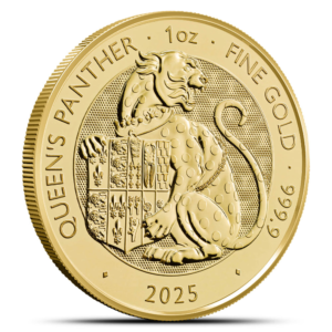 2025 1 oz British Gold Tudor Beasts The Queen’s Panther Tube (10 Coins, BU)