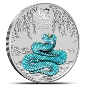 2025 1 oz Colorized Australian Silver Lunar Snake Coin (BU)