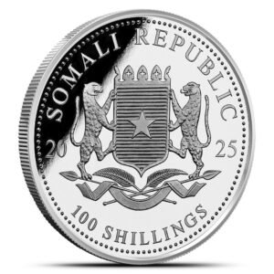 2025 1 oz Somalia Silver African Wildlife Leopard Coin (Gilded, BU)