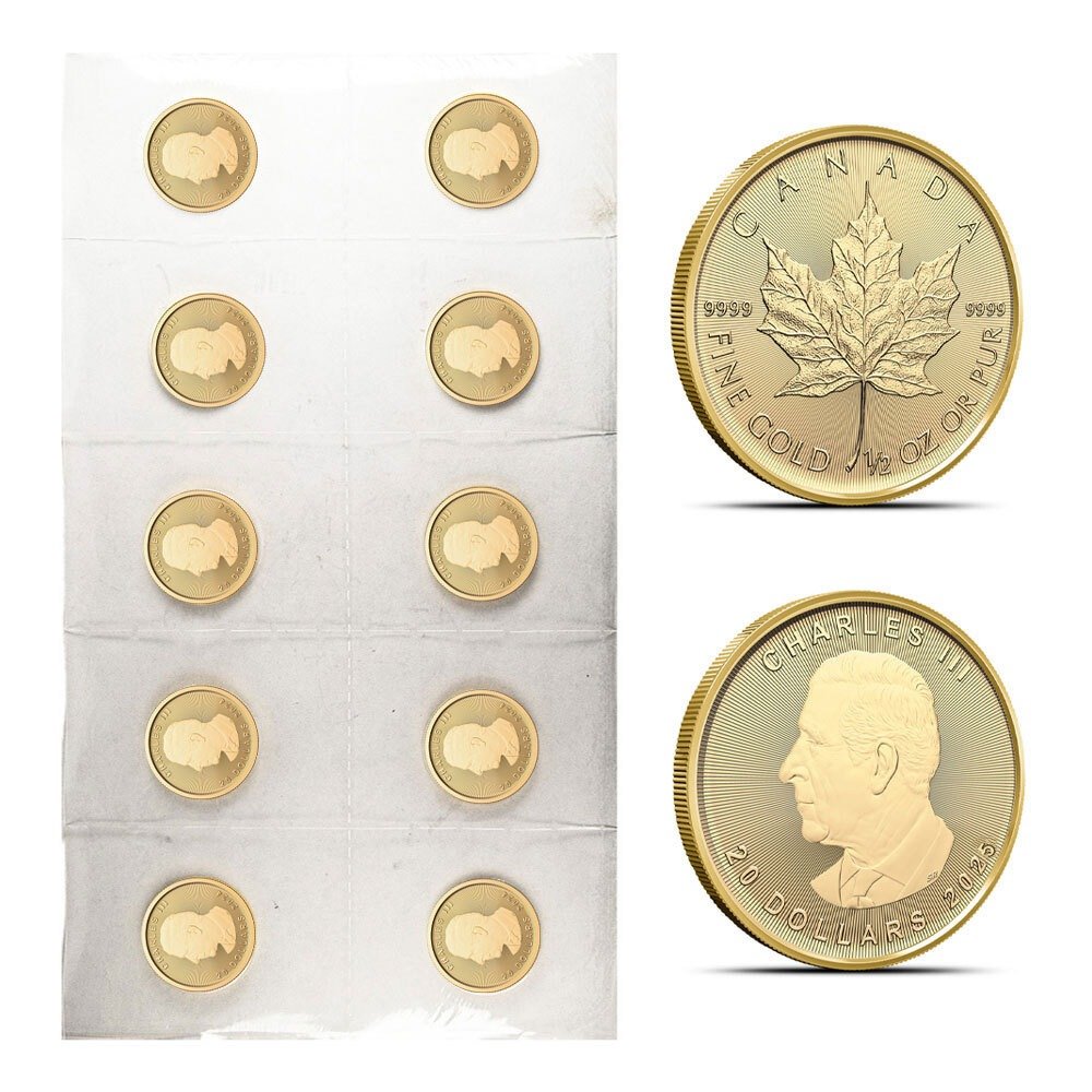 1/2 oz Canadian Gold Maple Leaf Shee
