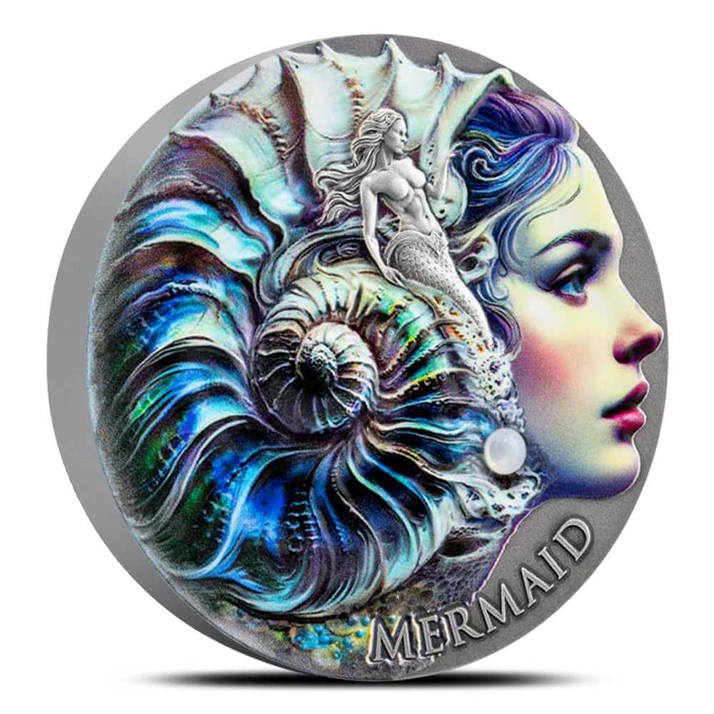 2 oz Antique Cameroon Silver Mermaid