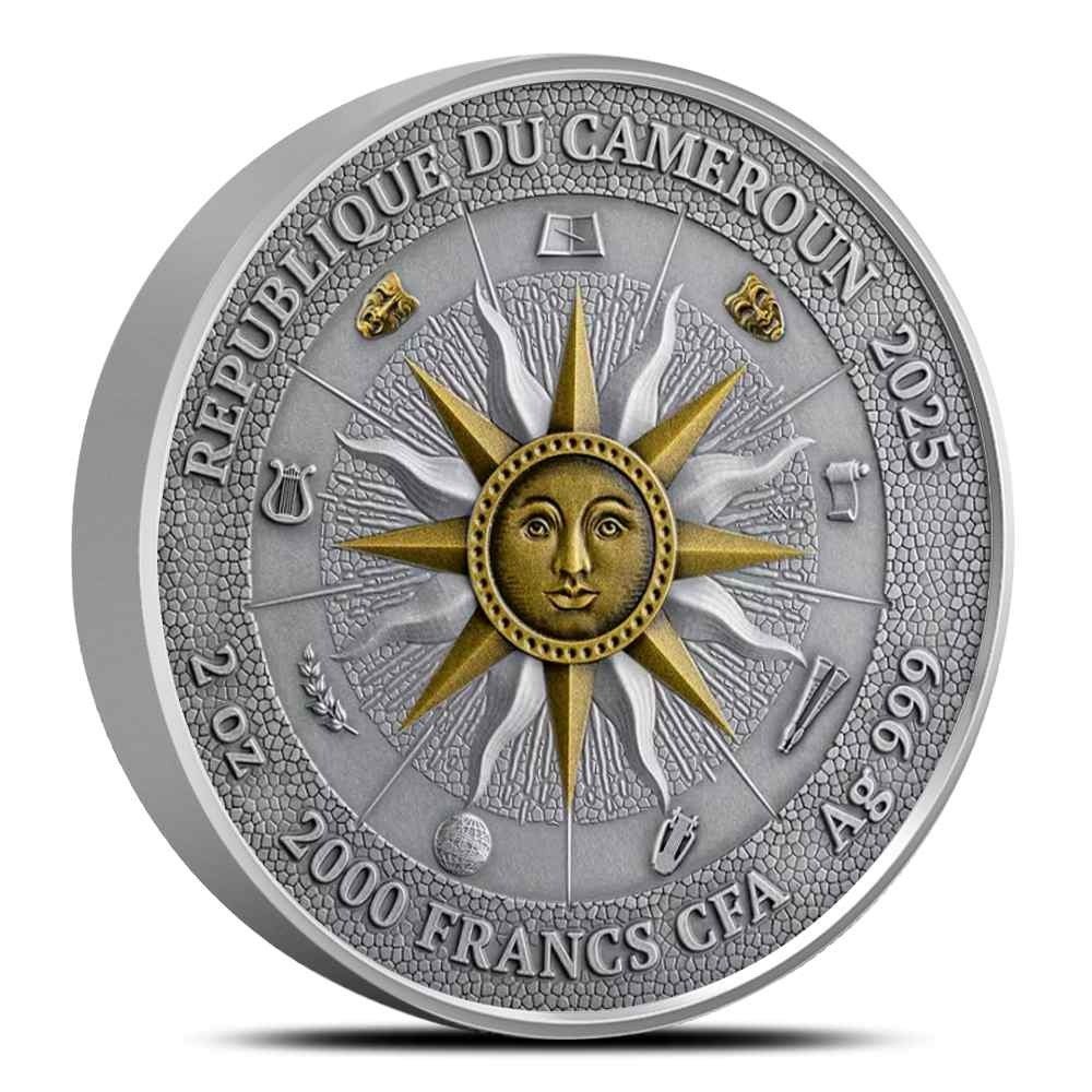 2025 2 oz Colorized Antique Cameroon Silver Melpomene and Thalia Coin (Box + CoA) - Image 2