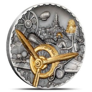 2025 3 oz Antique Cook Islands Silver Steampunk Aviation Coin