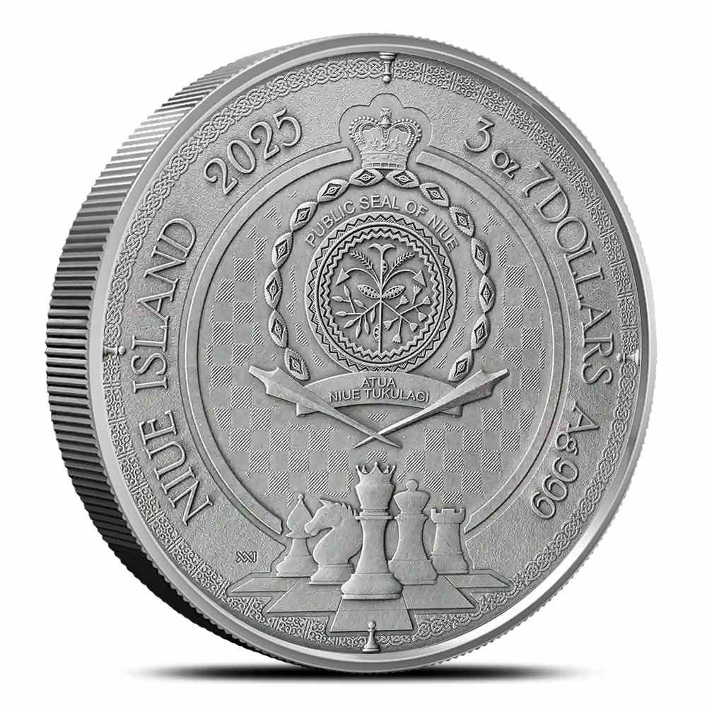 2025 3 oz Antique Niue Silver Kings Gambit Coin (Box + CoA, Gilded) - Image 2