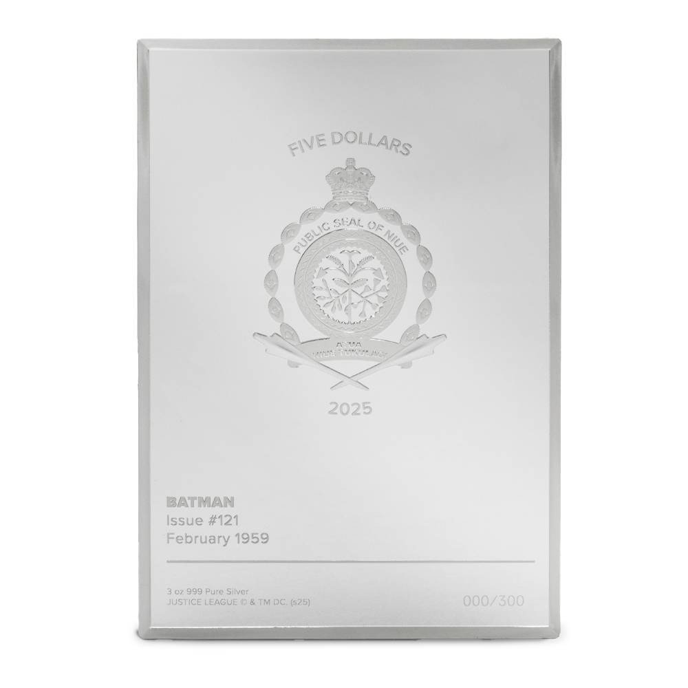 2025 3 oz Proof Niue Silver Age Batman #121 Coin (Box + CoA) - Image 2