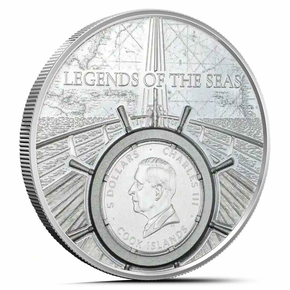 2026 1 oz Proof Colorized Cook Islands Silver Legends of the Seas Santa Maria Coin - Image 2