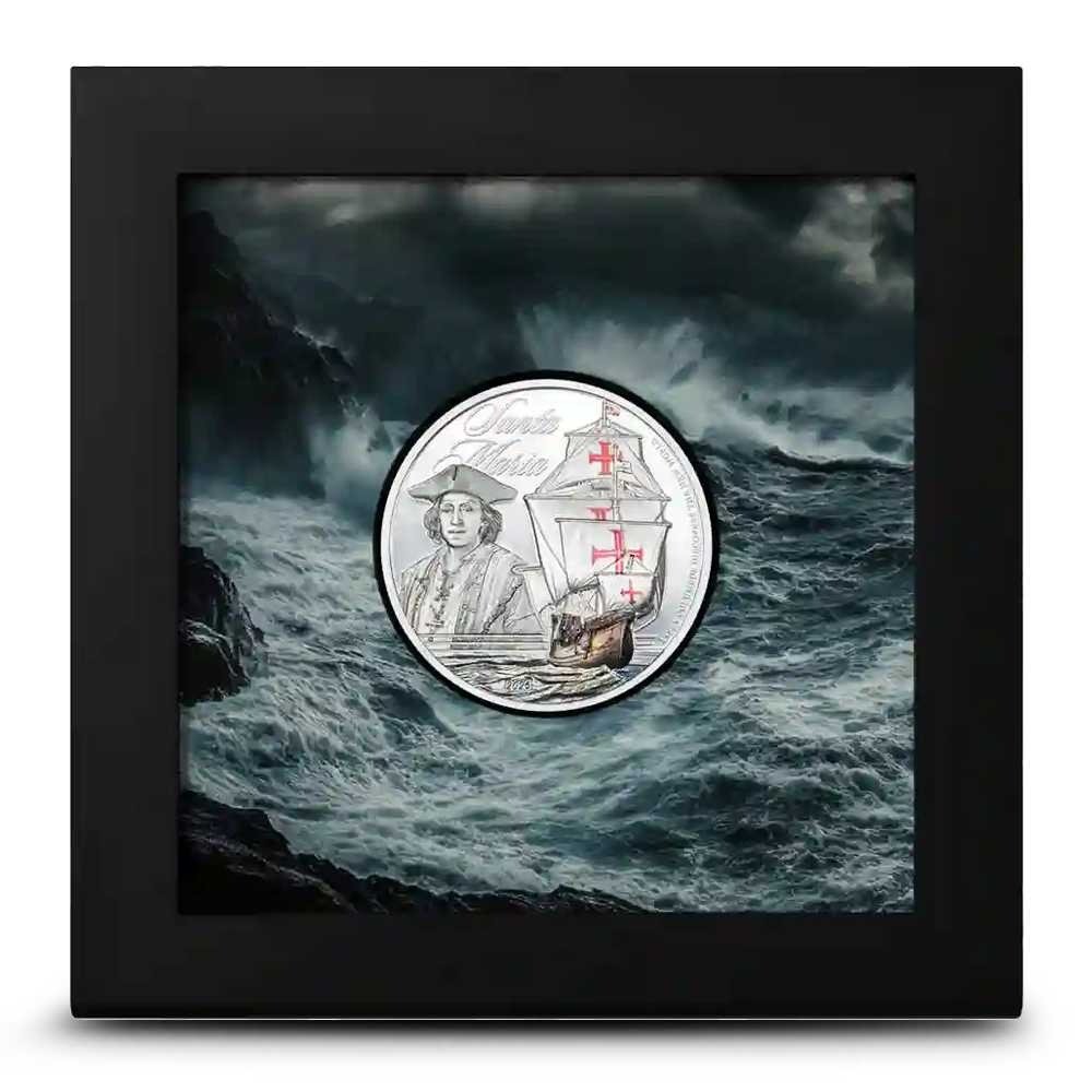 2026 1 oz Proof Colorized Cook Islands Silver Legends of the Seas Santa Maria Coin - Image 3
