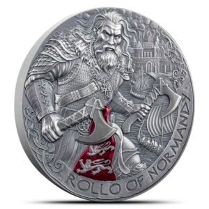 2026 2 oz Antique Cameroon Silver The Way to Valhalla Rollo of Normandy Coin (High Relief, Box + CoA)