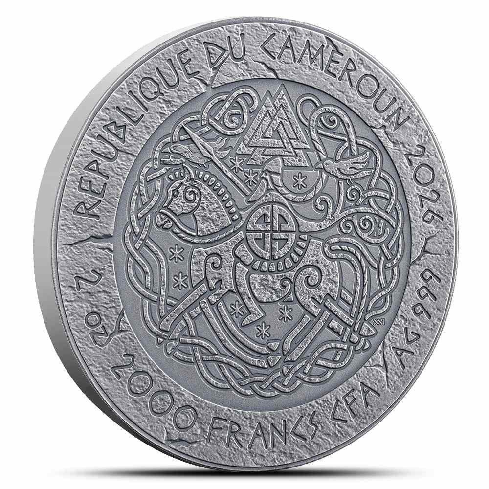 2026 2 oz Antique Cameroon Silver The Way to Valhalla Rollo of Normandy Coin (High Relief, Box + CoA) - Image 2
