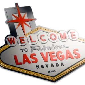 2026 2 oz Proof Colorized Niue Silver Welcome to the Fabulous Las Vegas Shaped Coin (Box + CoA, Gilded)