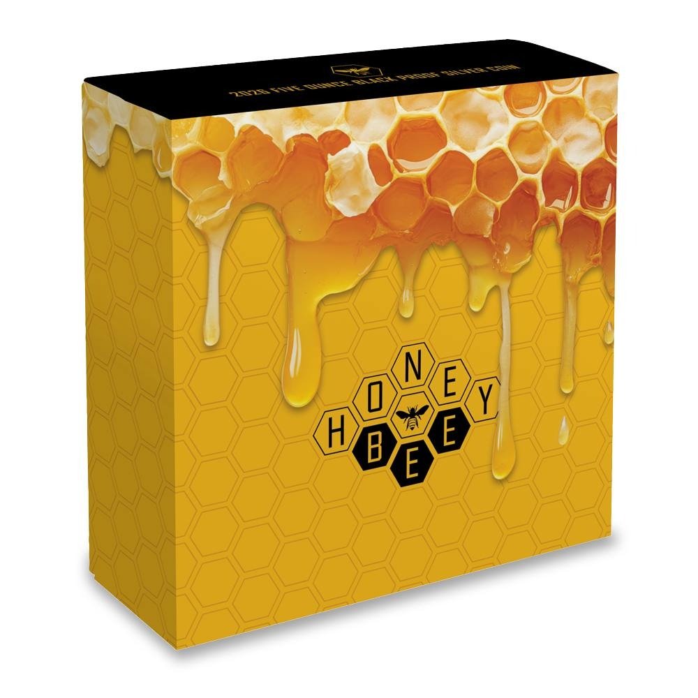 2026 5 oz Black Proof Niue Silver Honey Bee Coin (Box + CoA, Gold Plating) - Image 4