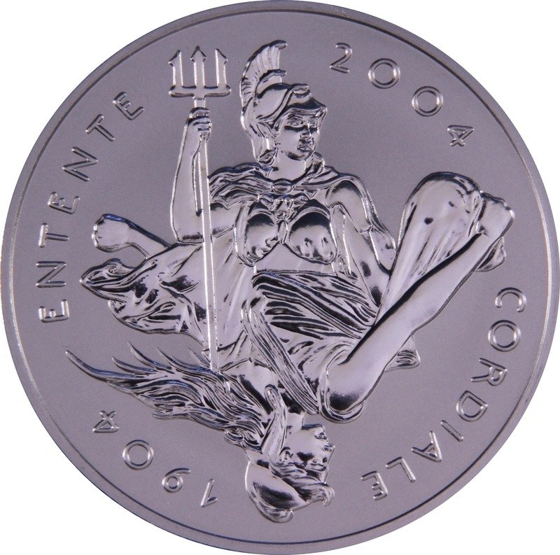 3 oz Platinum Entente Cordiale £5 Pounds Piedfort Proof Crown 2004 Boxed - Image 3