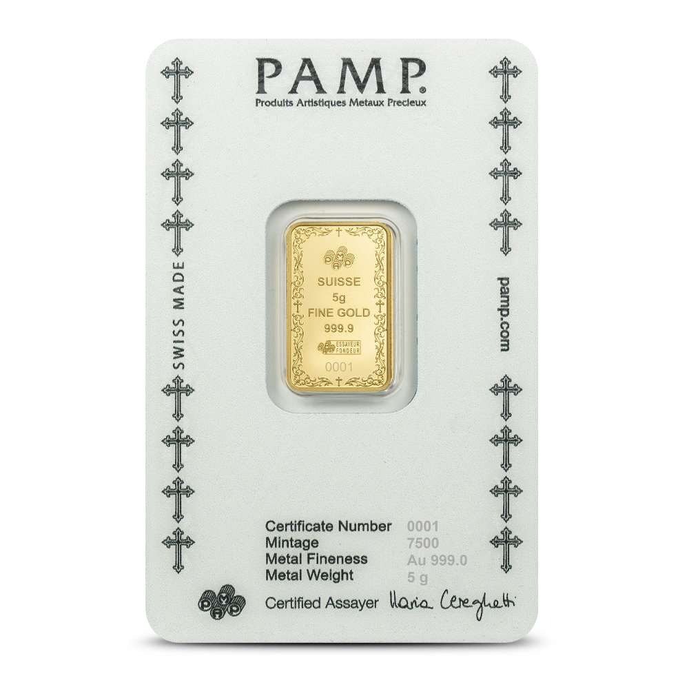 5 Gram PAMP Suisse Christian Cross Gold Bar (New w/ Assay) - Image 2