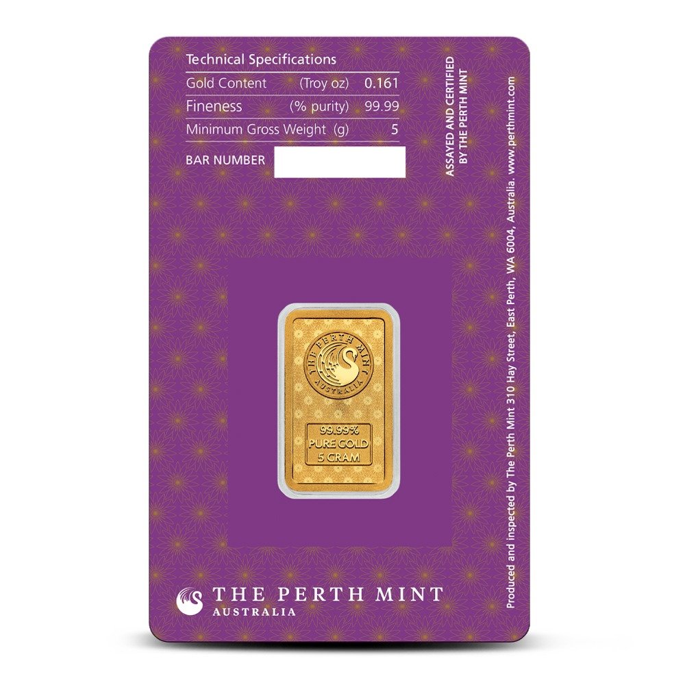 5 Gram Perth Mint Lakshmi Gold Bar (New w/Assay) - Image 2