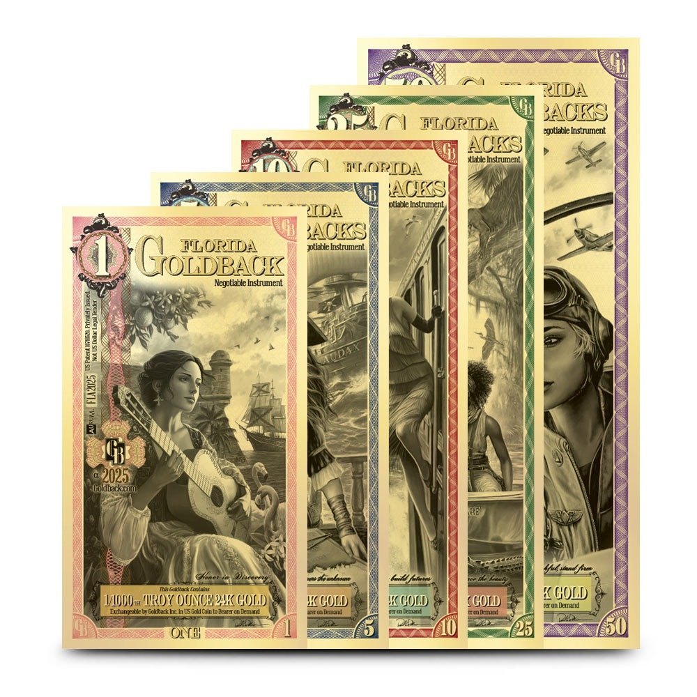 5 Piece Florida Goldback Gold Note S