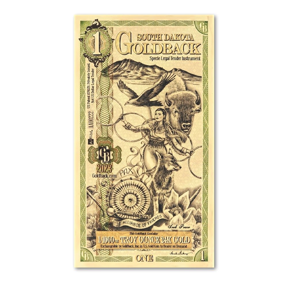 5 Piece South Dakota Goldback Gold Note Set (Random Year, New) - Image 3