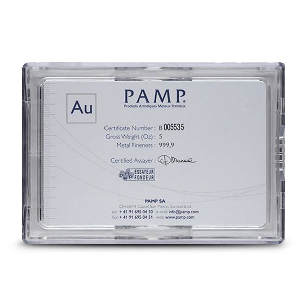 5 oz PAMP Suisse Fortuna Veriscan Gold Bar (New w/ Assay) - Image 4