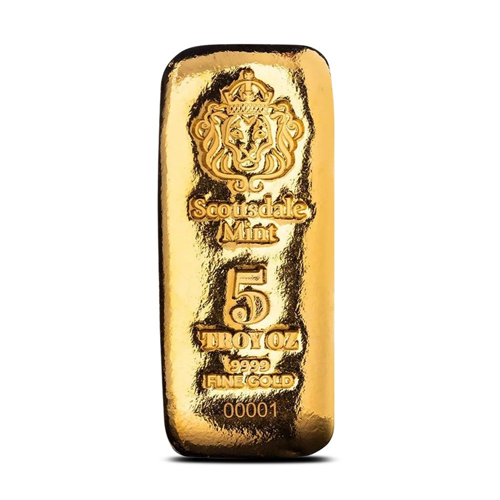 5 oz Scottsdale Mint Cast Gold Bar