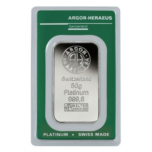50 Gram Argor Heraeus Platinum Bar