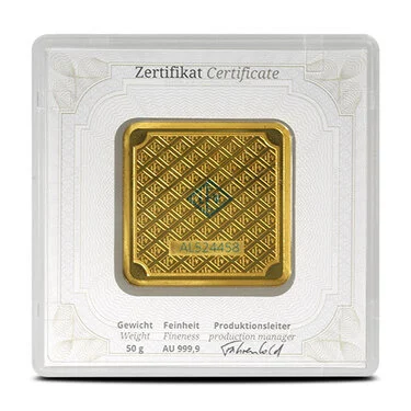 Buy 50 Gram Geiger Edelmetalle Square Gold Bar (New) - Image 2