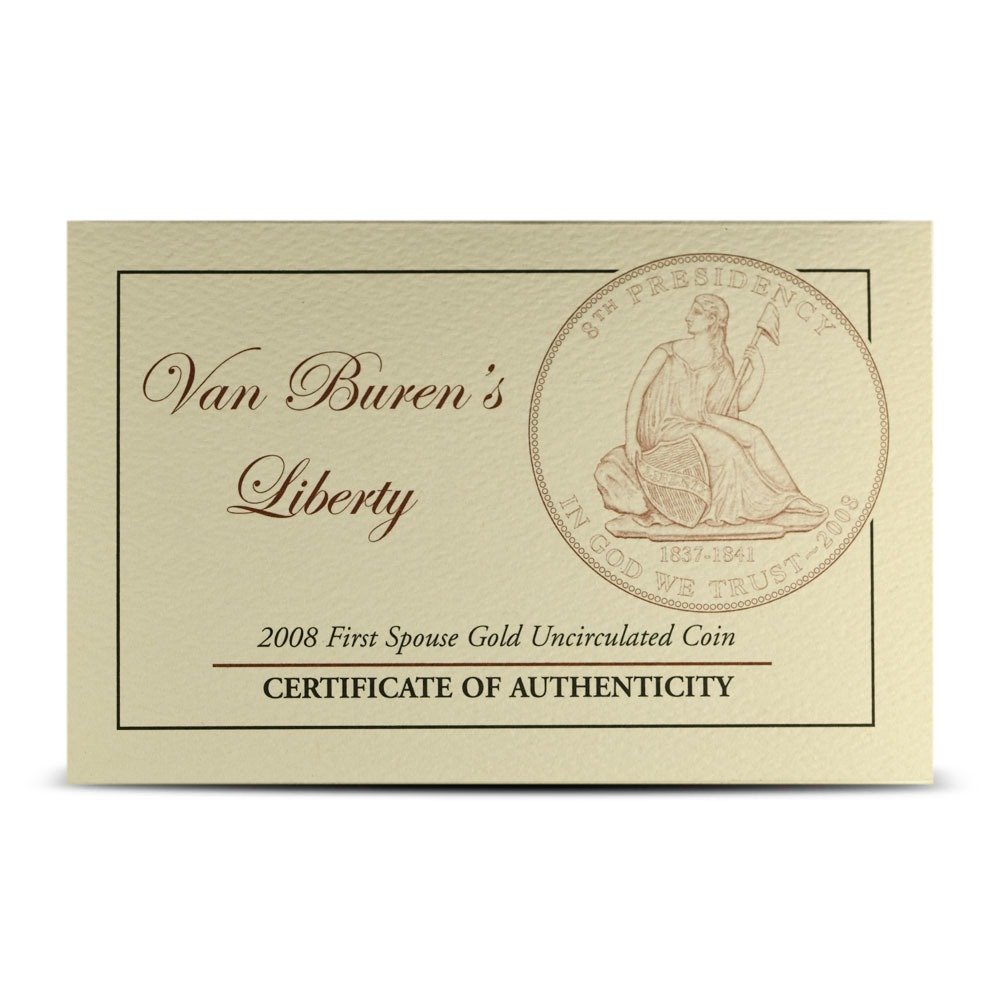 2008-W 1/2 oz US Mint First Spouse Van Buren's Liberty Gold Coin (Box + CoA) - Image 4