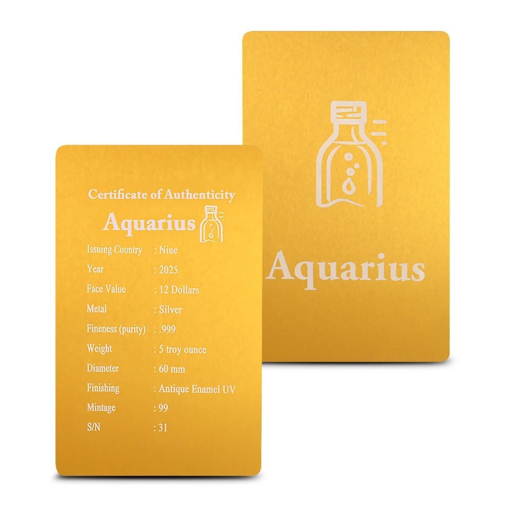 2024 5 oz Antique Niue Silver Aquarius Coin (Box + CoA) - Image 6