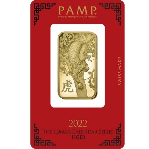 Buy 1 oz PAMP Suisse Lunar Tiger Gold Bar (New w/ Assay) - Image 2