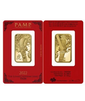 1 oz PAMP Suisse Lunar Tiger Gold Ba