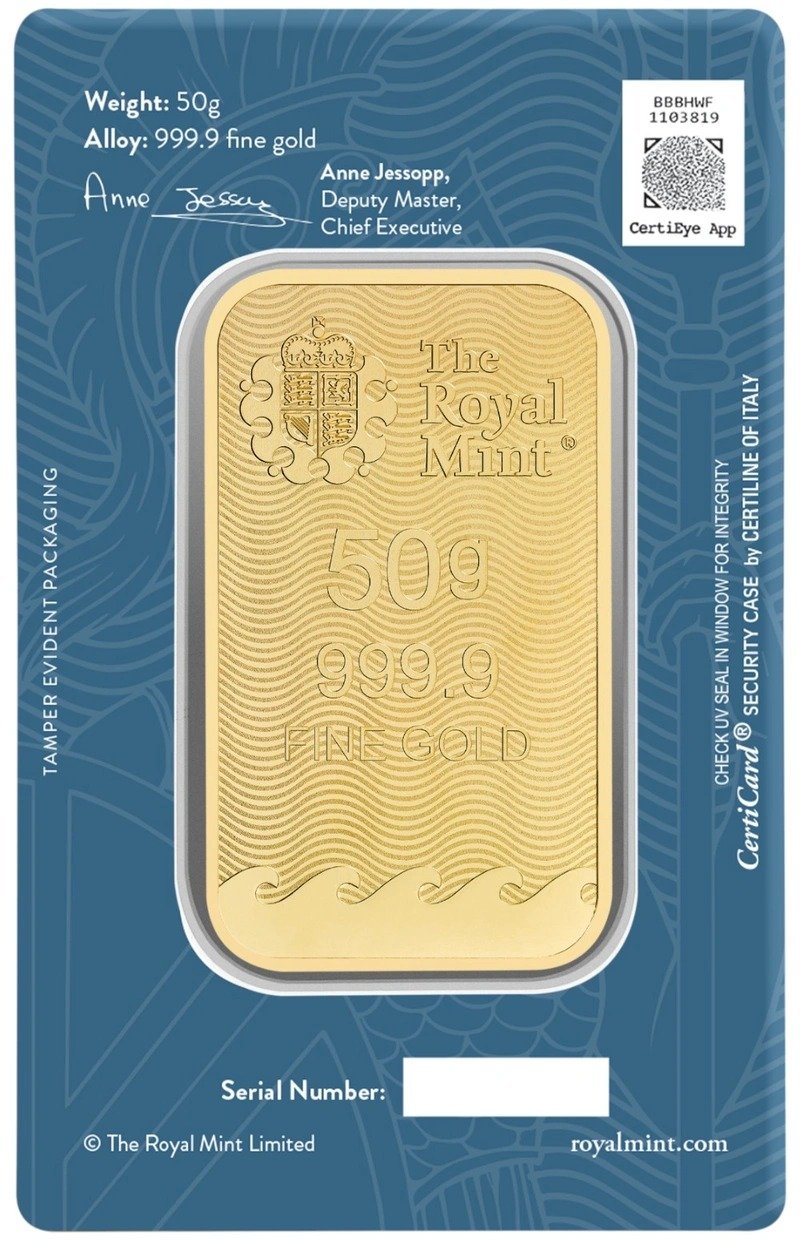 Buy 50 Gram Gold Britannia Minted Bar - Image 2