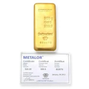 Buy 500 Gram Metalor Cast Gold Bar
