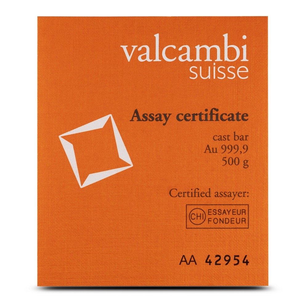 Buy 500 Gram Valcambi Cast Gold Bar (New w/ Assay) - Image 3