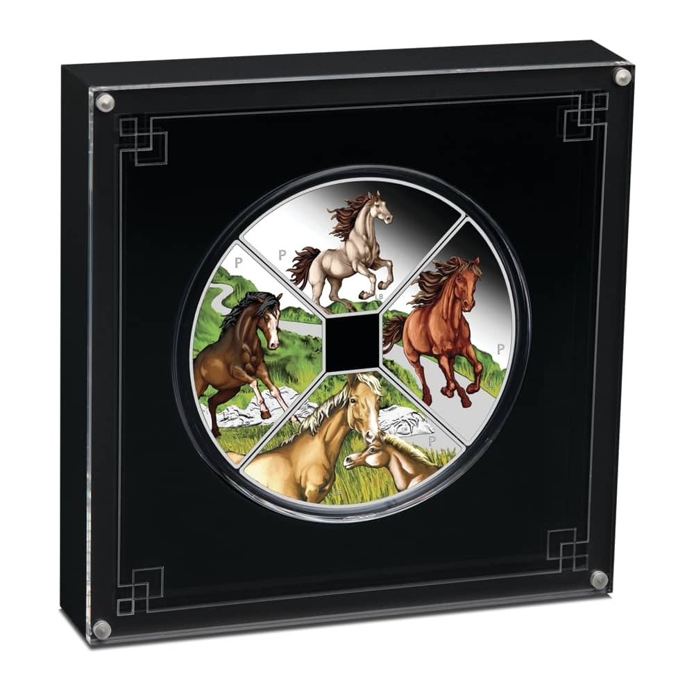 2026 1 oz Tuvalu Silver Lunar Horse Quadrant 4-Coin Set (Box + CoA) - Image 3