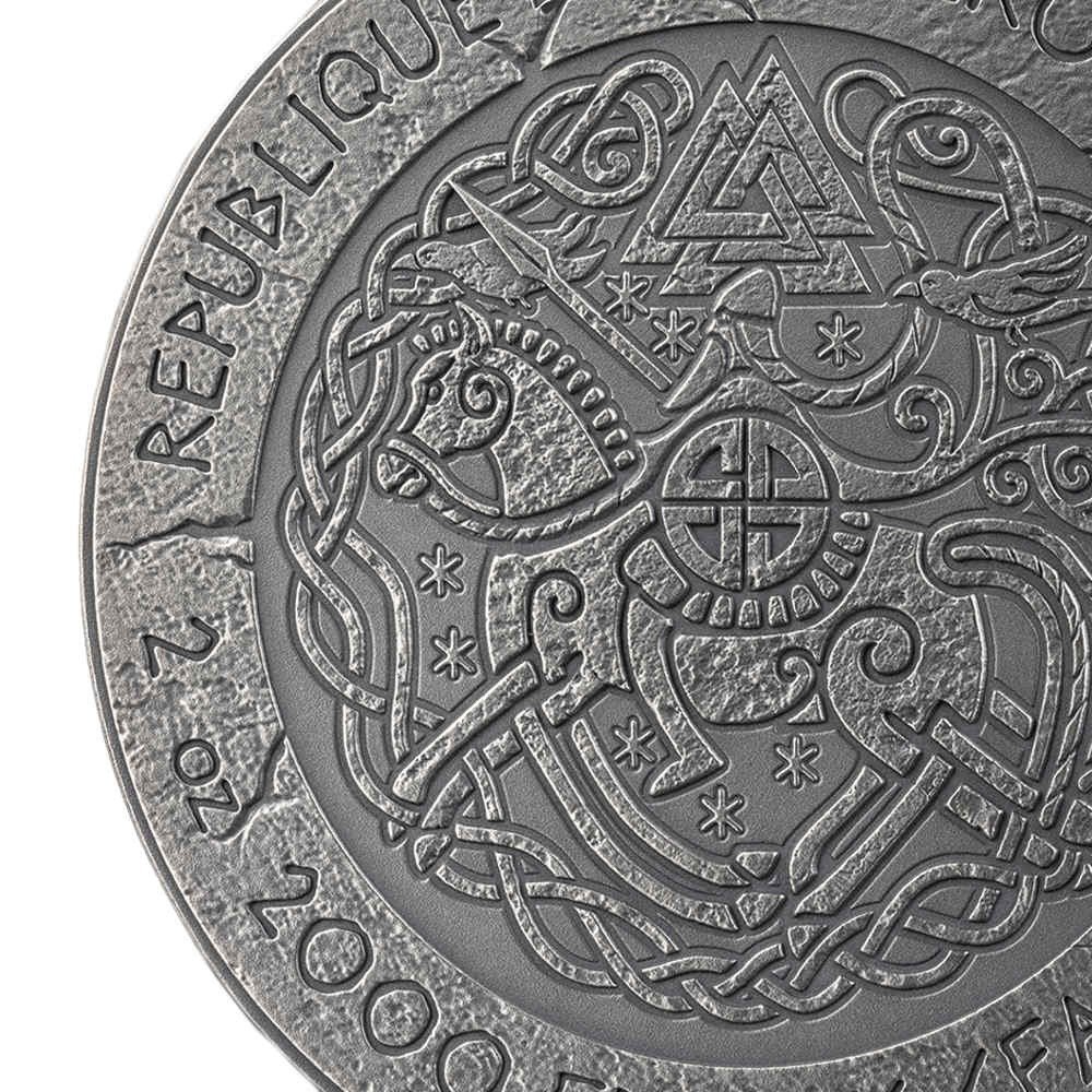 2026 2 oz Antique Cameroon Silver The Way to Valhalla Rollo of Normandy Coin (High Relief, Box + CoA) - Image 6