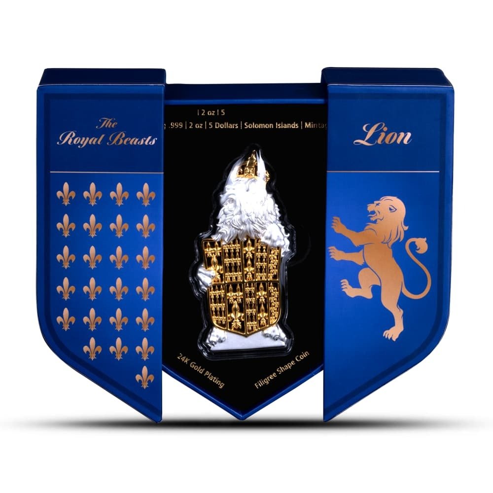2026 2 oz Solomon Islands Tudor Lion Filigree Silver Coin (Proof-Like, Box + CoA) - Image 6